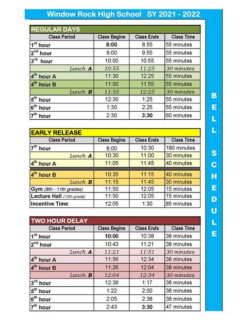 Bell Schedules / Regular Bell Schedule